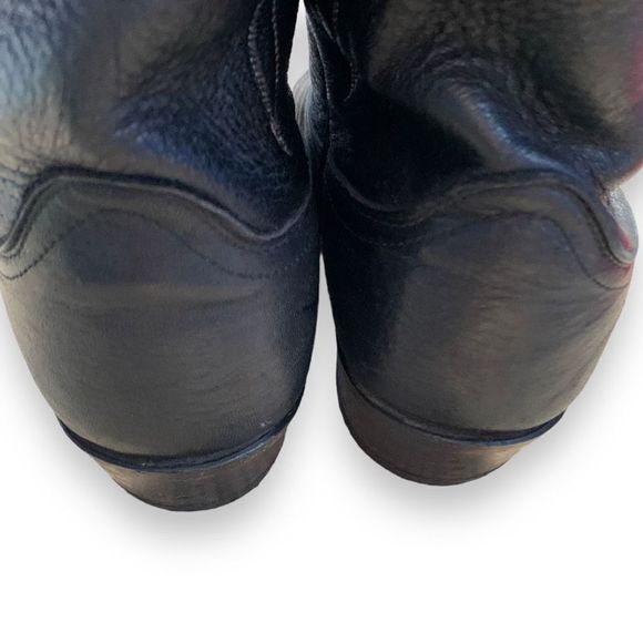 Vintage Dan Post Cowboy Boots Black Leather Unisex White Stitching Western 9 main image 4